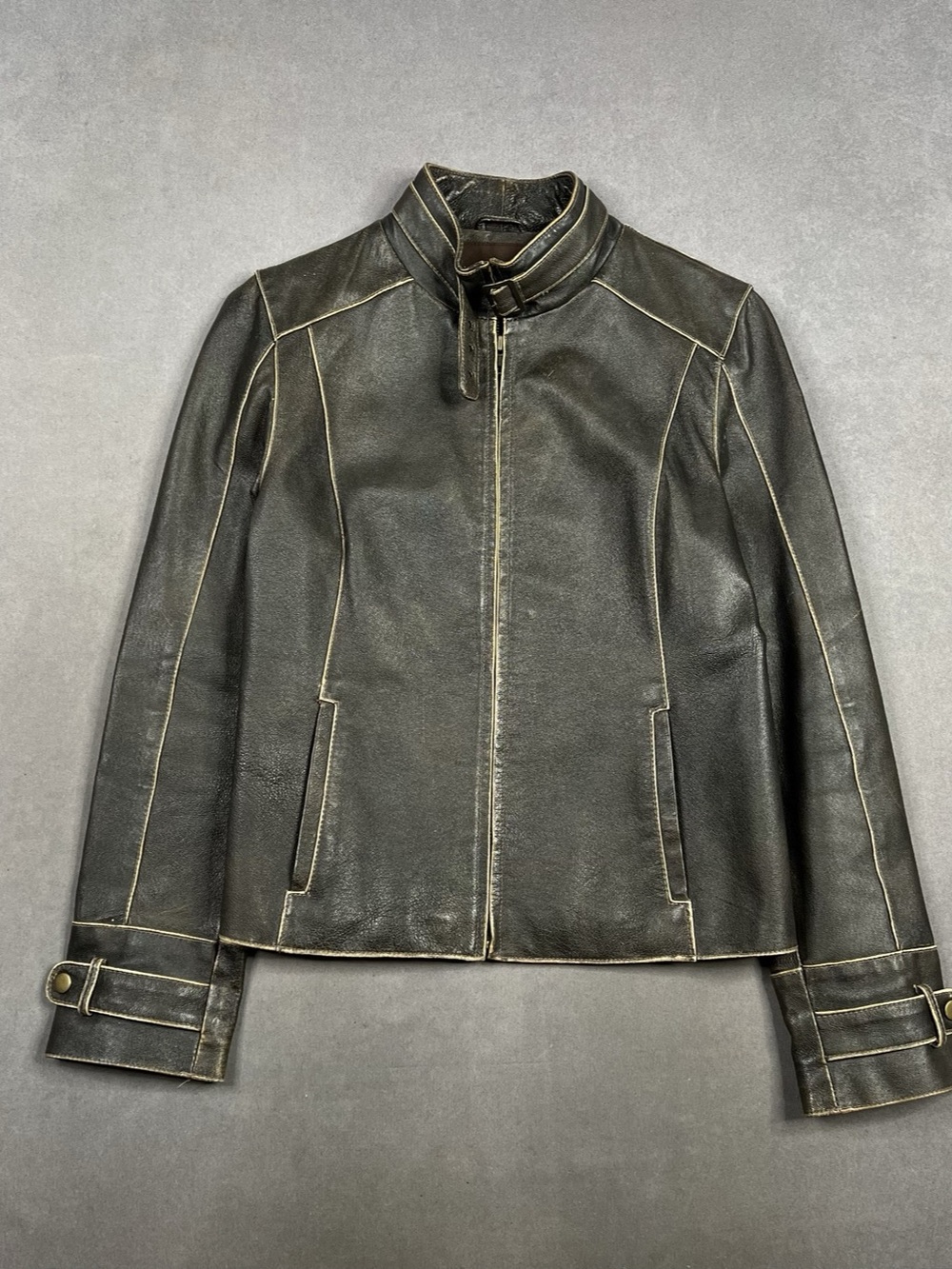 Y2K Selections Leather Moto Jacket Black Size Medium